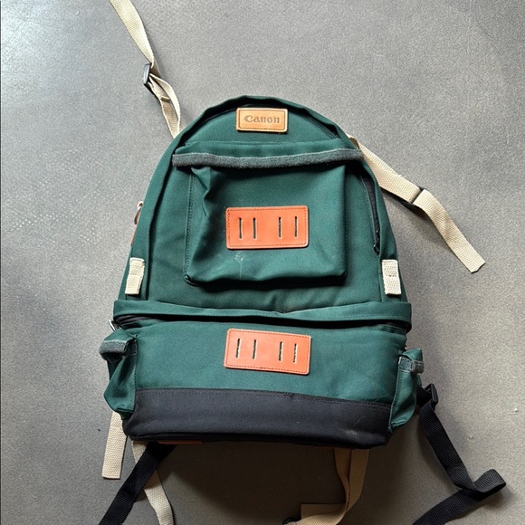 Vintage Canon Camera Professional - Canvas Travel Backpack Green